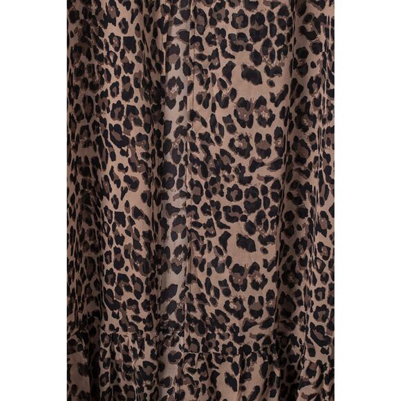 Cassia Leopard Kimono Beach Cover Up Sheer White Tie Waist Open Front Large - Picture 11 of 13
